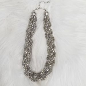 Silver Braided Statement Necklace